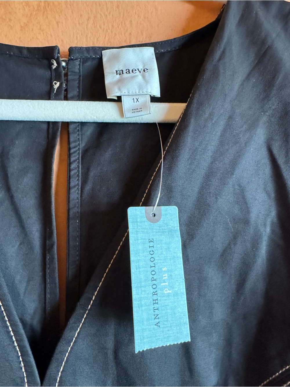 Maeve Anthropologie Contrast Stitch Mini Swing Dress NWT Plus 1X - Picture 3 of 10